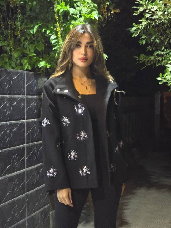 Classic Black Jacket with Silver Sequins