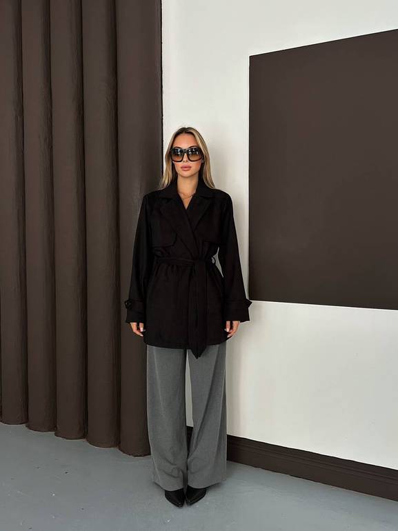 Black Kadife Trench Coat