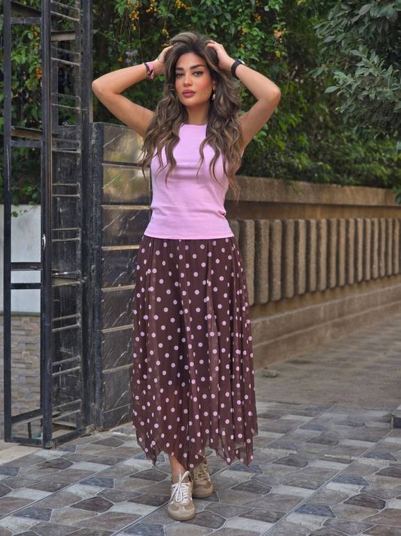 Brown polka dot skirt