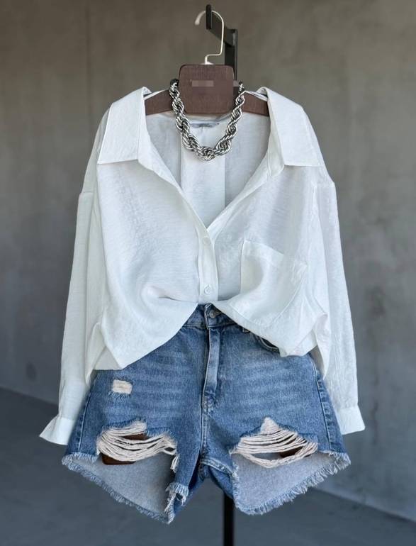 White oversize linen shirt