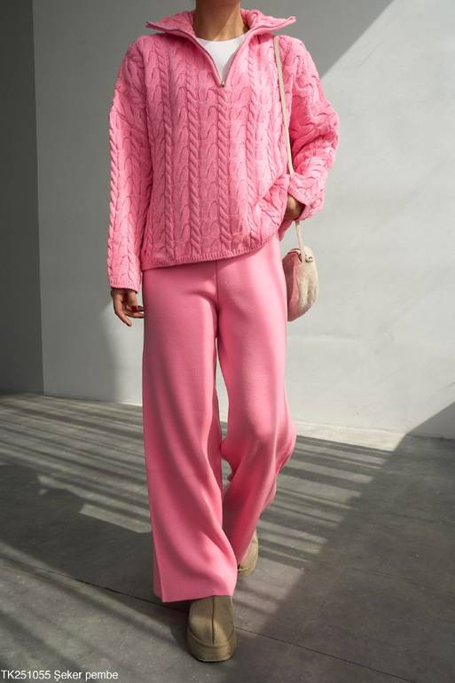 Pink Braided Pullover 