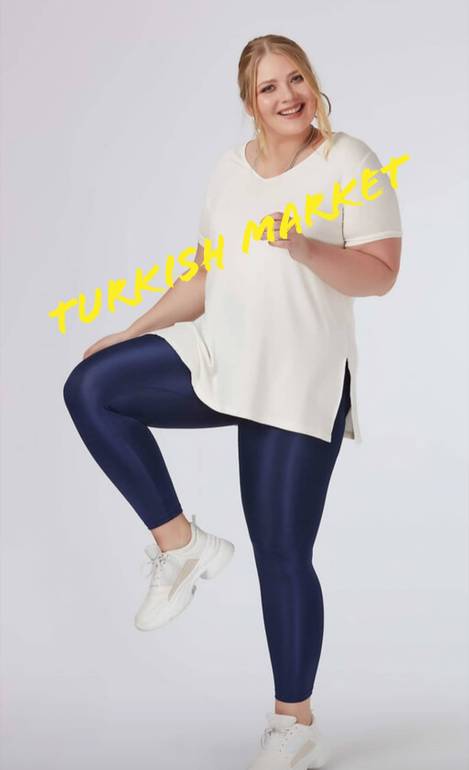 Plus size Navy blue metallic legging 