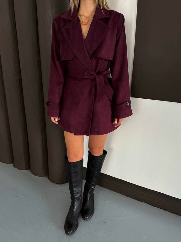 Burgundy Suede Trench Coat