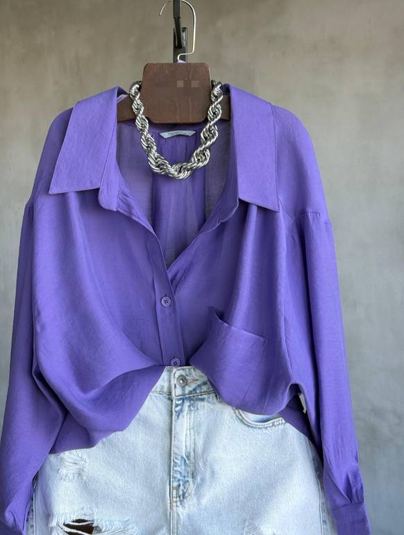 Purple oversize linen shirt