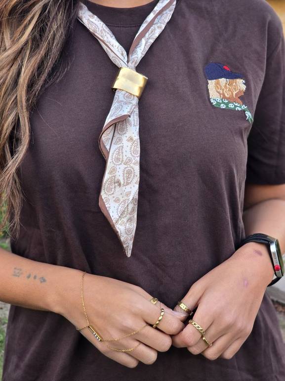 Brown puppy tshirt with a neck scarf