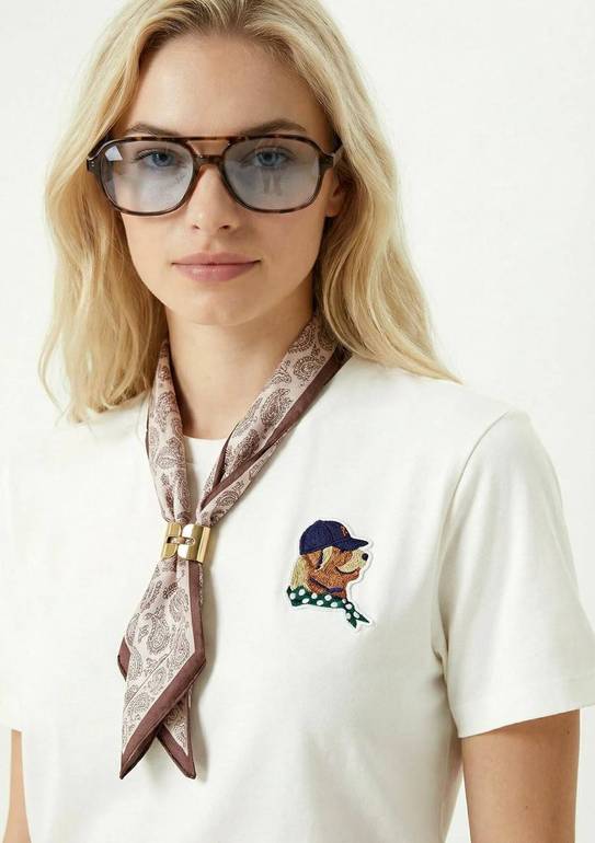 White puppy Tshirt with round tie