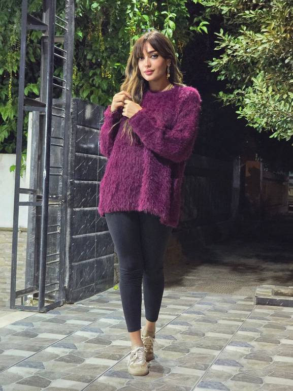Burgundy Fuzzy Fur Pullover 