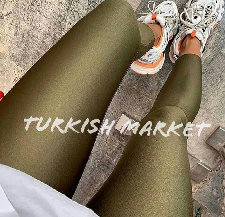 Plus size Olive Metallic leggings 