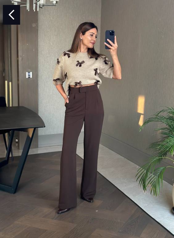 Chocolate Brown Stitch Pants 