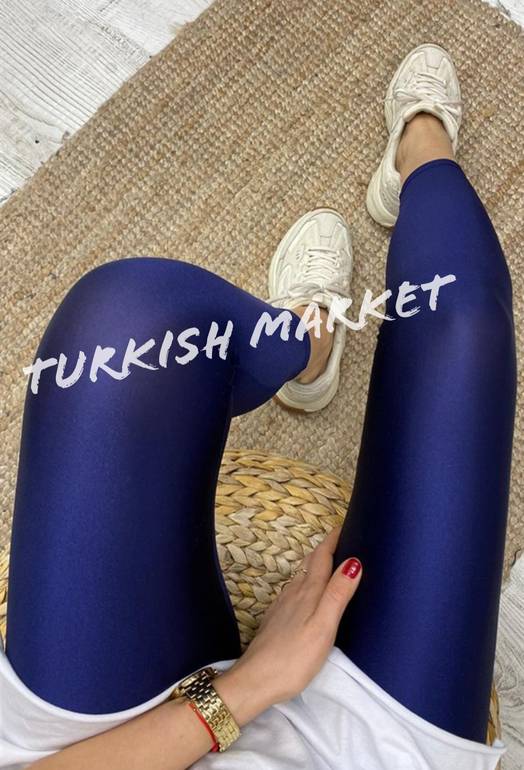 Navy blue metallic leggings
