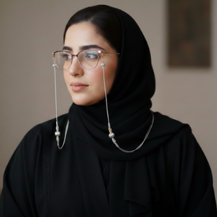 حامل النظارة من الزري الفضي المشغول يدوياً 