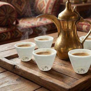 فنجان اسبريسو فخار والسيراميك بنقوش تراثية صناعة يدوية 