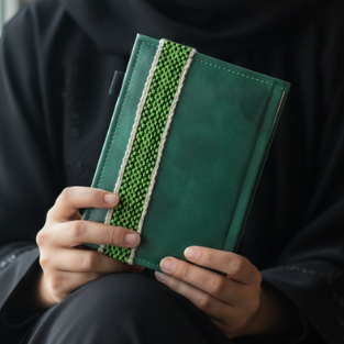 دفتر من الجلد المعاد تدويره مزين بالسدو اليدوي  