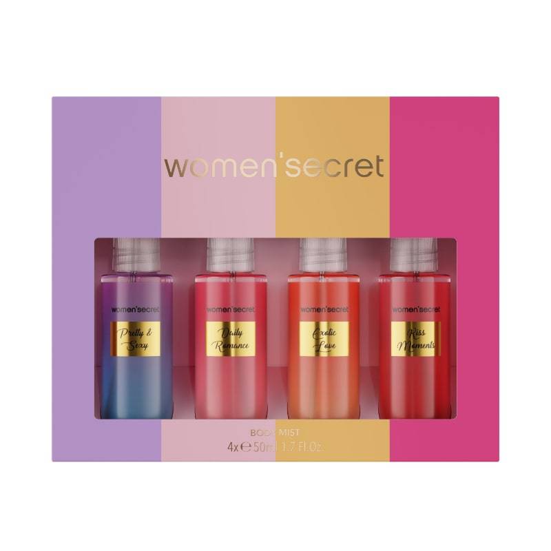طقم معطرات الجسم ومنز سيكرت دايلي رومنس + ايروتيك لوف + كيس مومنتس + بريتي سكسي 50مل