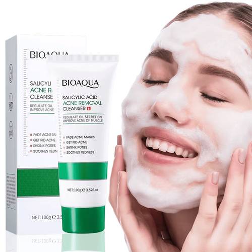 BIOAQUA حمض الساليسيليك منظف للوجه علاج حب الشباب ترطيب السيطرة على النفط العناية بالبشرة غسل الوجه رغوة منظف وجه العناية بالبشرة
