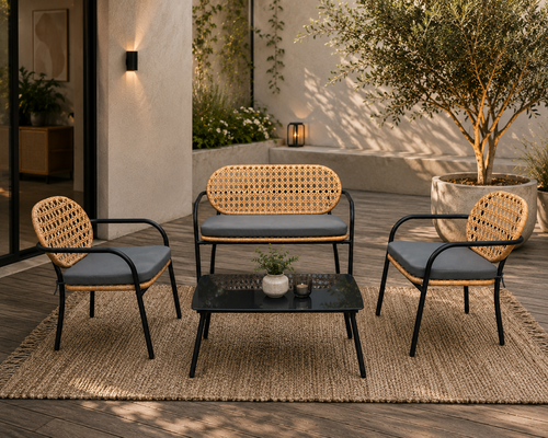 طقم كنب خارجي 4 شخص BLACK &GREY 212191