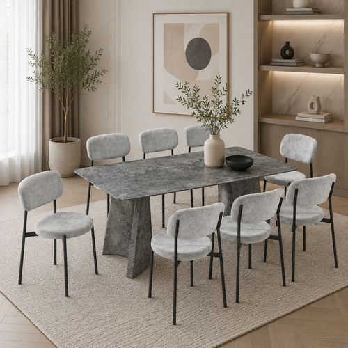 طاولة طعام خشب 8 كرسي M-037 GREY/GREY