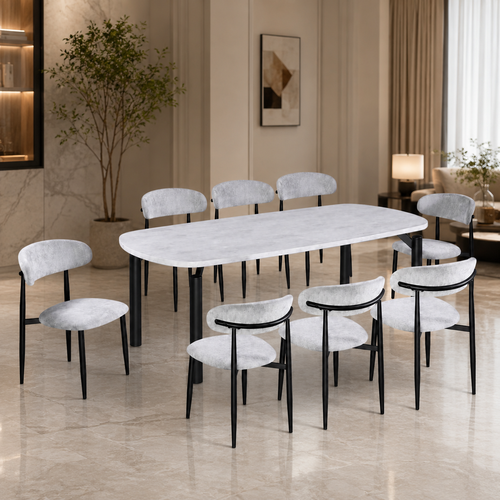 طاولة طعام رخام 8 كرسي M-025 GREY/GREY