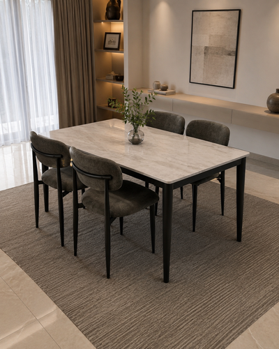 طاولة طعام رخام 4 كرسي M-028 GREY/GREY