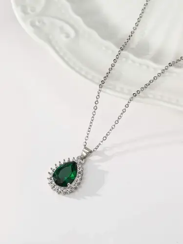 عقد مكعب زركون قطرة ماء معلق 