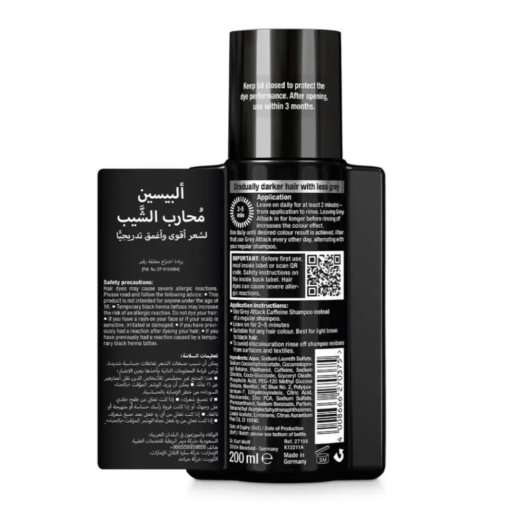 Grey Attack Caffeine Shampoo for Gradual Grey Hair Coverage 200 ml