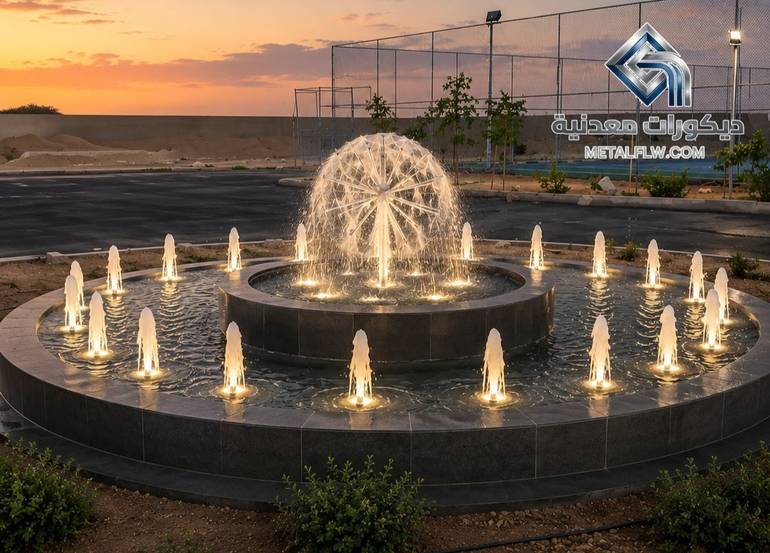 تصميم نافورة كريستال سفير الدائرية الفاخرة بنظام قاصف الهندباء