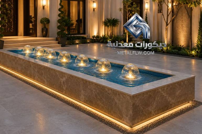 نافورة الحوش المستطيلة المضيئة الفوهات المتعددة 