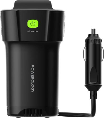 Powerology 150W Inverter AC Universal USB A 2*type-C DC Car 12V10A - Black