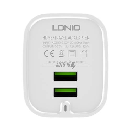 شاحن منزلي 18W  مع منفذين USB + كيبل Tybe-C  بطول 1 متر 