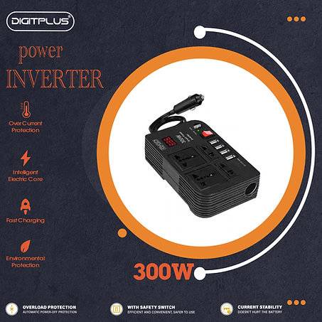 DIGITPLUS-Car Power Invertor 300W Supply Multiple Devices at The Same Time