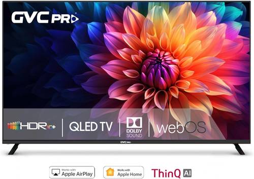 تلفزيون سمارت جي في سي برو مزود بتقنية QLED، يدعم نظام ويب او اس ورؤية دولبي فيجن، بدقة 4K، جهاز تحكم عن بعد ماجيك، يعمل مع ابل، حامل يثبت على الحائط، جهاز استقبال مدمج، QLED55SH9055