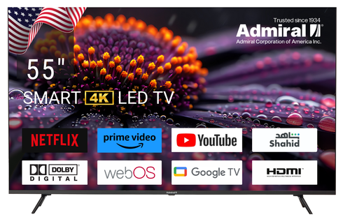 تلفزيون أدميرال 55 بوصة ذكي 4K LED web OS نظام صوت Dolby 1 جيجابايت رام + 8 جيجابايت فلاش - ADL55UWOSAC
