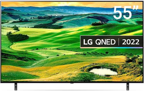 LG تلفزيون كيو نيد 55 بوصة سلسلة QNED80، تصميم شاشة سينما 4 كيه اكتيف HDR ويب او اس 22 مع تقنية الذكاء الاصطناعي ثينك كيو، اسود