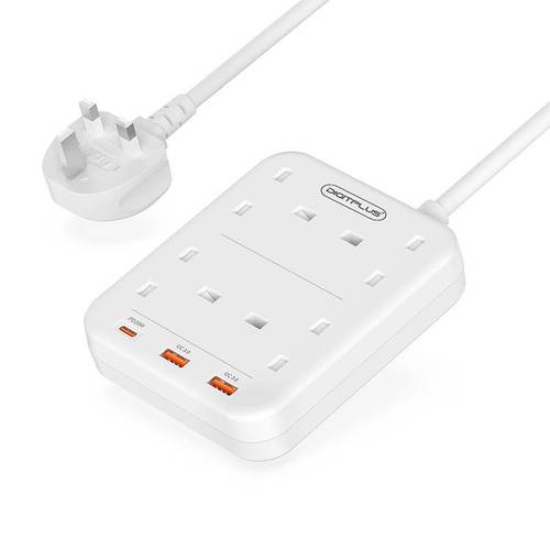 Smart Timer Power Strip 7in1 with 1 20W USB-C PD and 4 AC Outlets and 2 USB Ports 5M