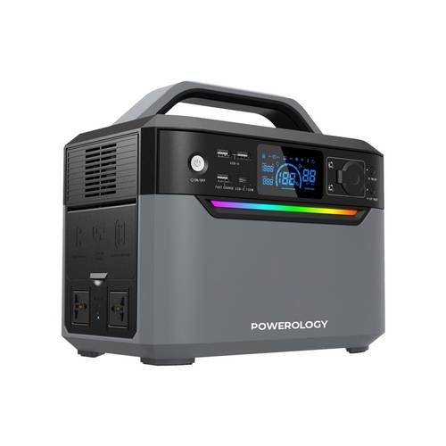 Powerology 120000mAh Portable Power Generator Fast Charging 384Wh 600W - Black