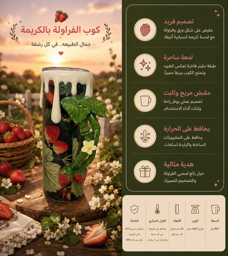 كوب الفراولة بالكريمة 🍓✨