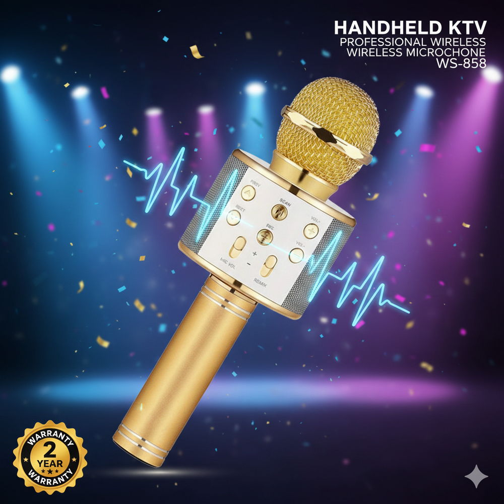 🎤 ميكروفون وسماعة لاسلكية 2 في 1 (Handheld KTV WS-858):