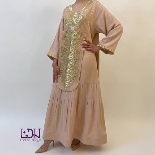 جلابية لنن مع تطريز