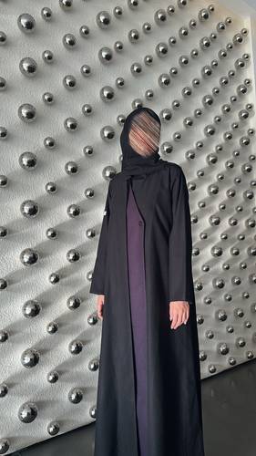 عباية شتوية نسائية جوخ كشميري اسود و بنفسجي-ستريت