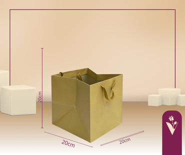 Gift Bags Square Base/Medium 20cm - Brown