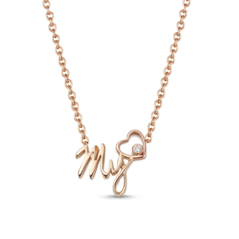قلادة الماس وذهب روز عيار 18