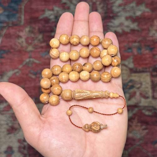 سبحة خشب الزيتون الطبيعي عدد الخرز 33 مقاس الخرز 12ملي