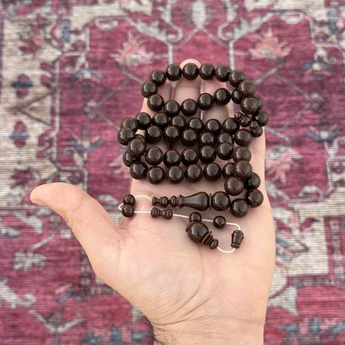 سبحة فاتوران جديد عدد الخرز 51 مقاس الخرز 12ملي خراطة عصمت الاسبيرات شاهد وكبوس اللون بني غامق خامة مصنعة جديدة
