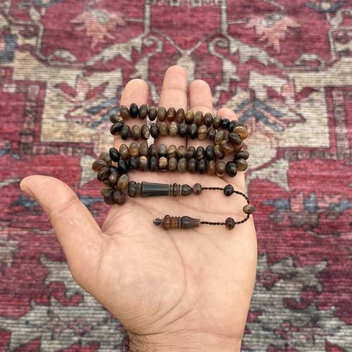 سبحة قرن الجاموس الطبيعي عدد الخرز 66 مقاس الخرز 10*6.5ملي 