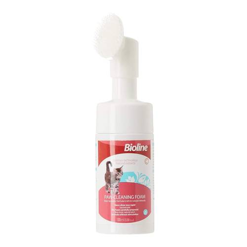 بيولاين رغوة تنظيف الكفوف للقطط بدون استخدام ماء 100ml