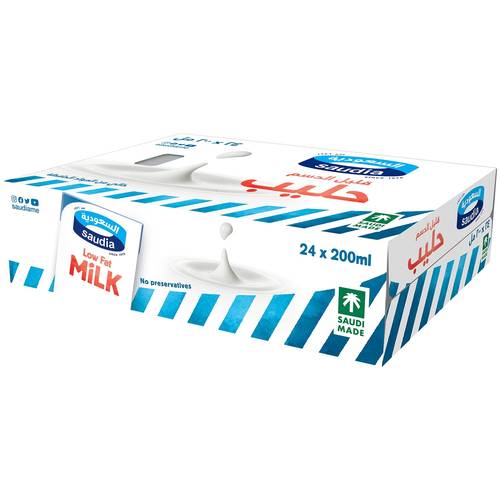 حليب السعودية قليل الدسم صغير كرتون 200مل Saudia milk