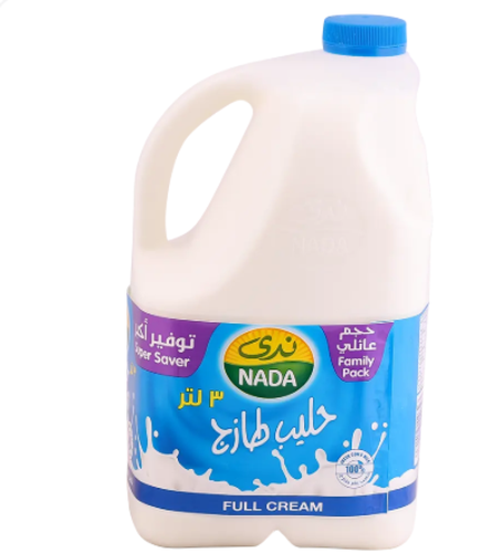 ندى حليب طازج كامل الدسم 3لتر