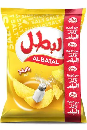 شرائح بطاطس البطل  ملح 130جرام