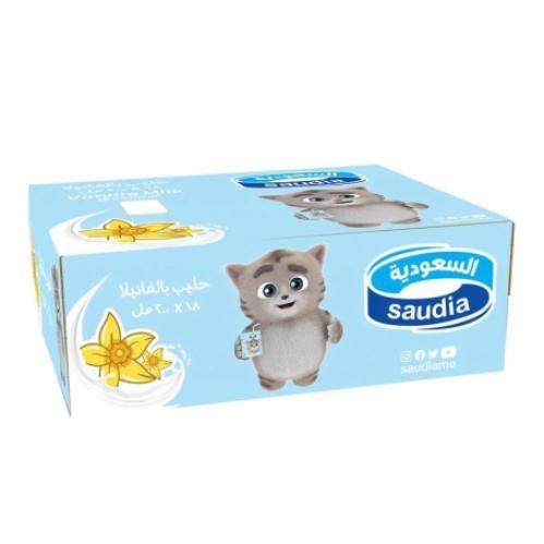 حليب السعوديه باالفانيلا كرتون 18*200مل Saudia milk Vin