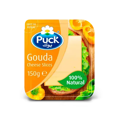 بوك جبنة طبيعي شرائح جودا 14*150جم Puck gouda slice